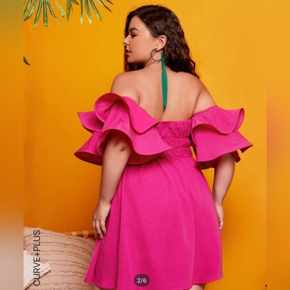 Shein Ruffled Off Shoulder Dress 2x (16) - Picture 3 of 3
